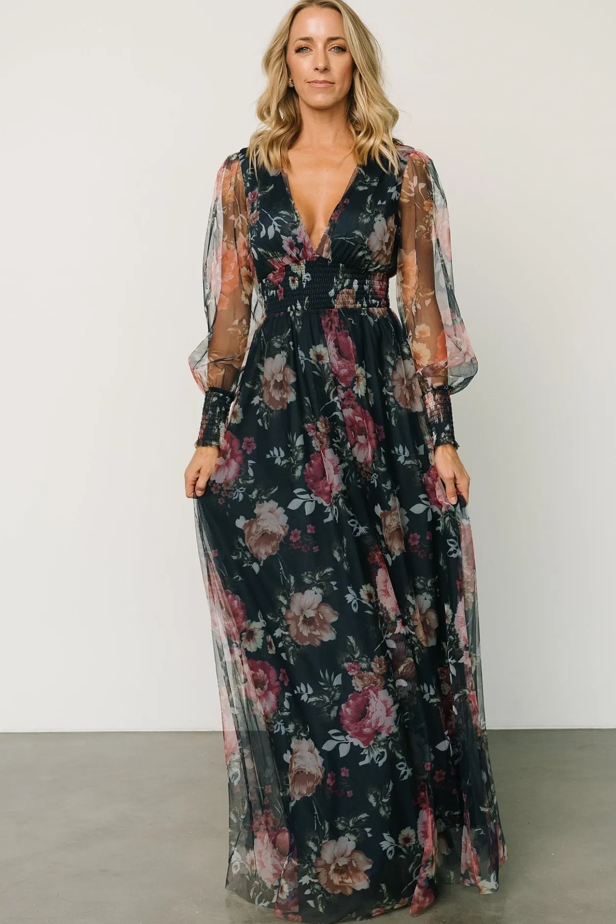 Fashion Baltic Born Layla Tulle Maxi Dress | Garden Navy Floral GardenNavyFloral
