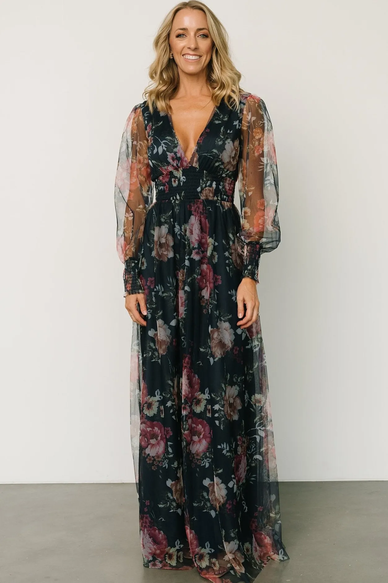Fashion Baltic Born Layla Tulle Maxi Dress | Garden Navy Floral GardenNavyFloral