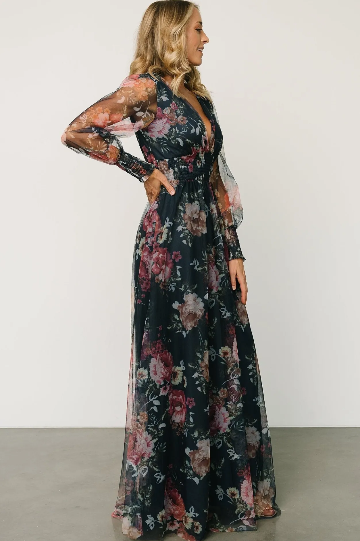 Fashion Baltic Born Layla Tulle Maxi Dress | Garden Navy Floral GardenNavyFloral