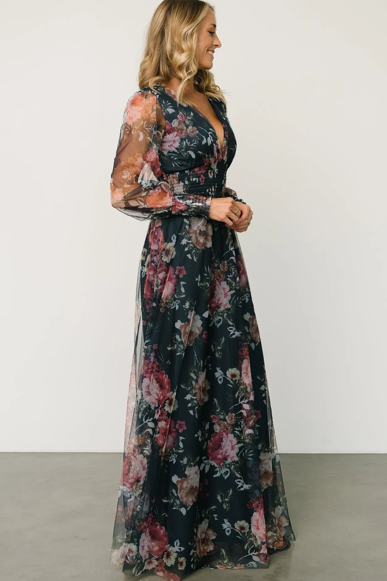 Fashion Baltic Born Layla Tulle Maxi Dress | Garden Navy Floral GardenNavyFloral