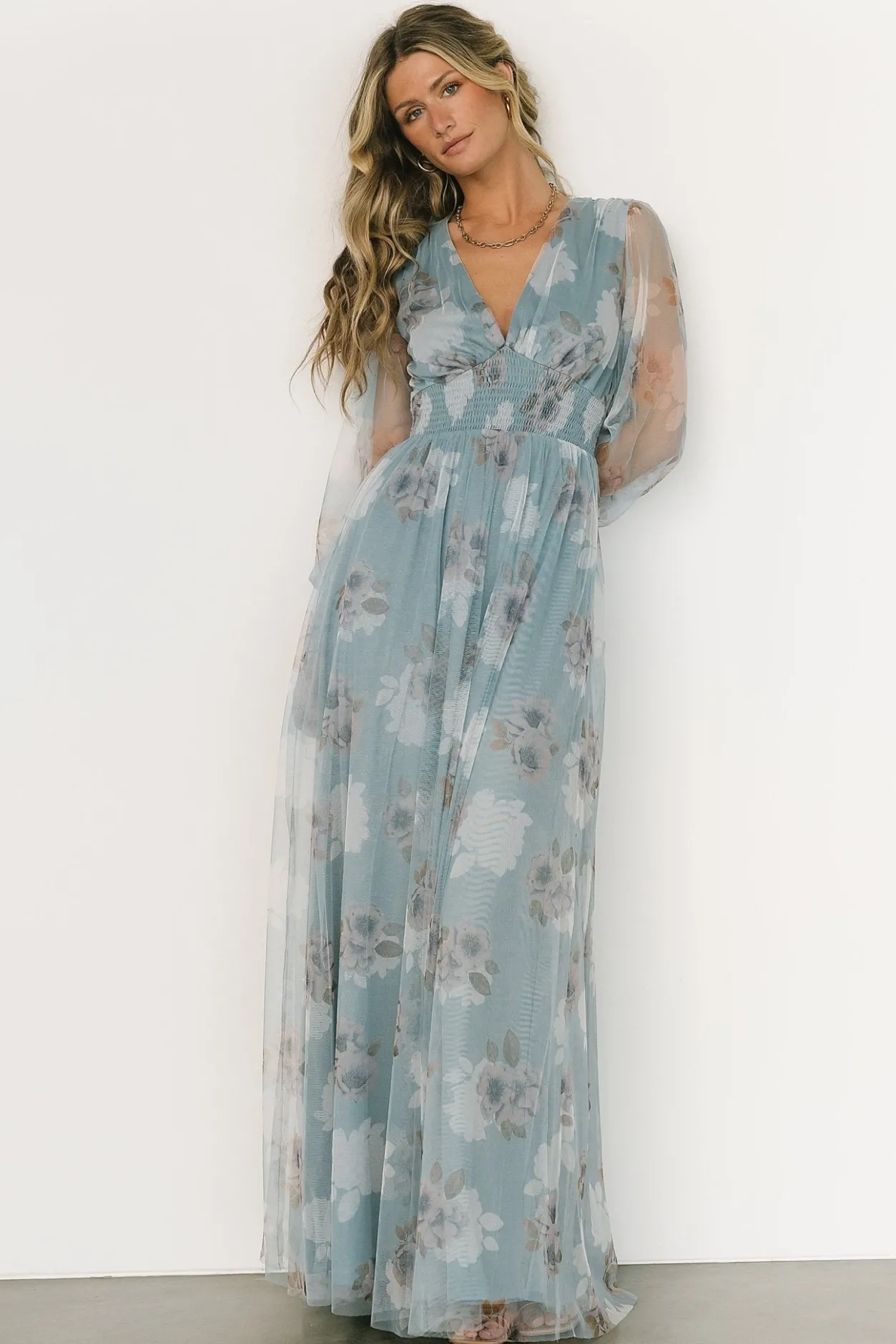Sale Baltic Born Layla Tulle Maxi Dress | Light Blue Floral LightBlueFloral