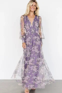 Clearance Baltic Born Layla Tulle Maxi Dress | Lavender + Blush Floral Lavender+BlushFloral