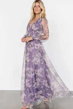 Clearance Baltic Born Layla Tulle Maxi Dress | Lavender + Blush Floral Lavender+BlushFloral
