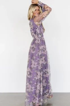 Clearance Baltic Born Layla Tulle Maxi Dress | Lavender + Blush Floral Lavender+BlushFloral