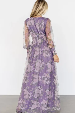 Clearance Baltic Born Layla Tulle Maxi Dress | Lavender + Blush Floral Lavender+BlushFloral