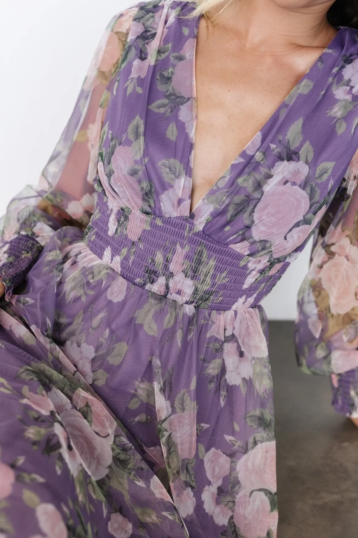Clearance Baltic Born Layla Tulle Maxi Dress | Lavender + Blush Floral Lavender+BlushFloral