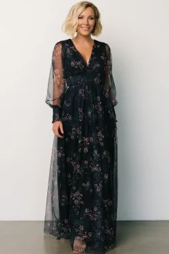 Hot Baltic Born Layla Tulle Maxi Dress | Metallic Blue + Pink MetallicBlue+Pink