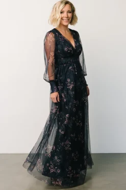 Hot Baltic Born Layla Tulle Maxi Dress | Metallic Blue + Pink MetallicBlue+Pink