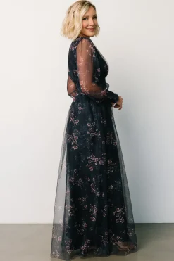 Hot Baltic Born Layla Tulle Maxi Dress | Metallic Blue + Pink MetallicBlue+Pink