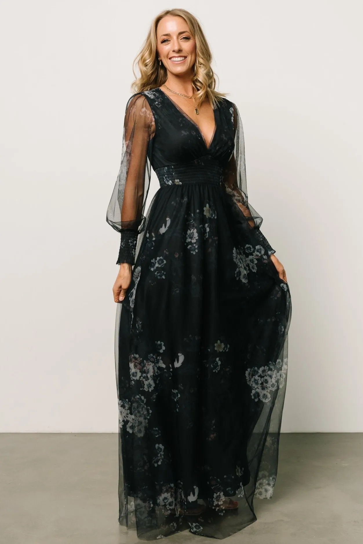 Sale Baltic Born Layla Tulle Maxi Dress | Navy Multi NavyMulti