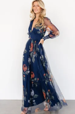 New Baltic Born Layla Tulle Maxi Dress | Navy Blue Floral NavyBlueFloral