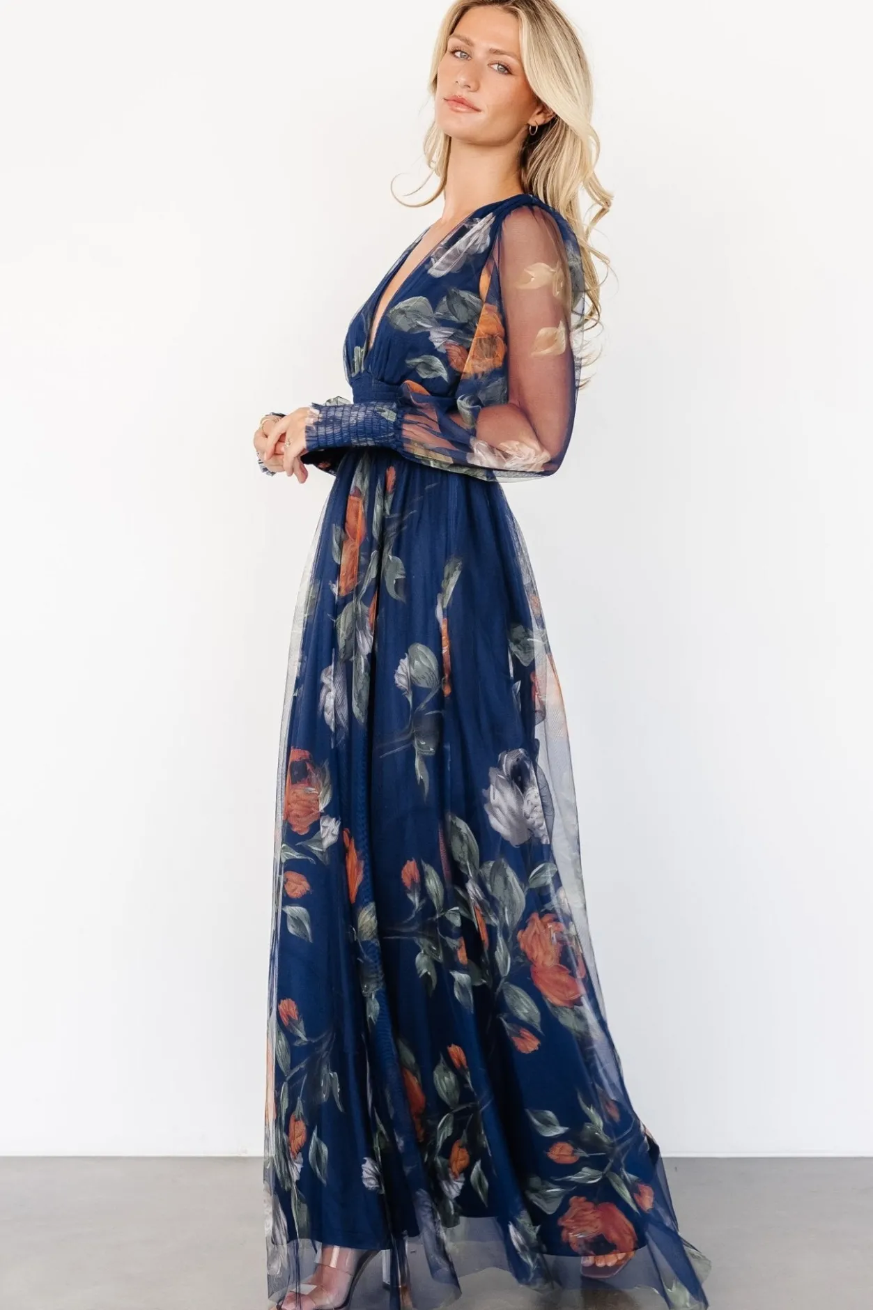 New Baltic Born Layla Tulle Maxi Dress | Navy Blue Floral NavyBlueFloral