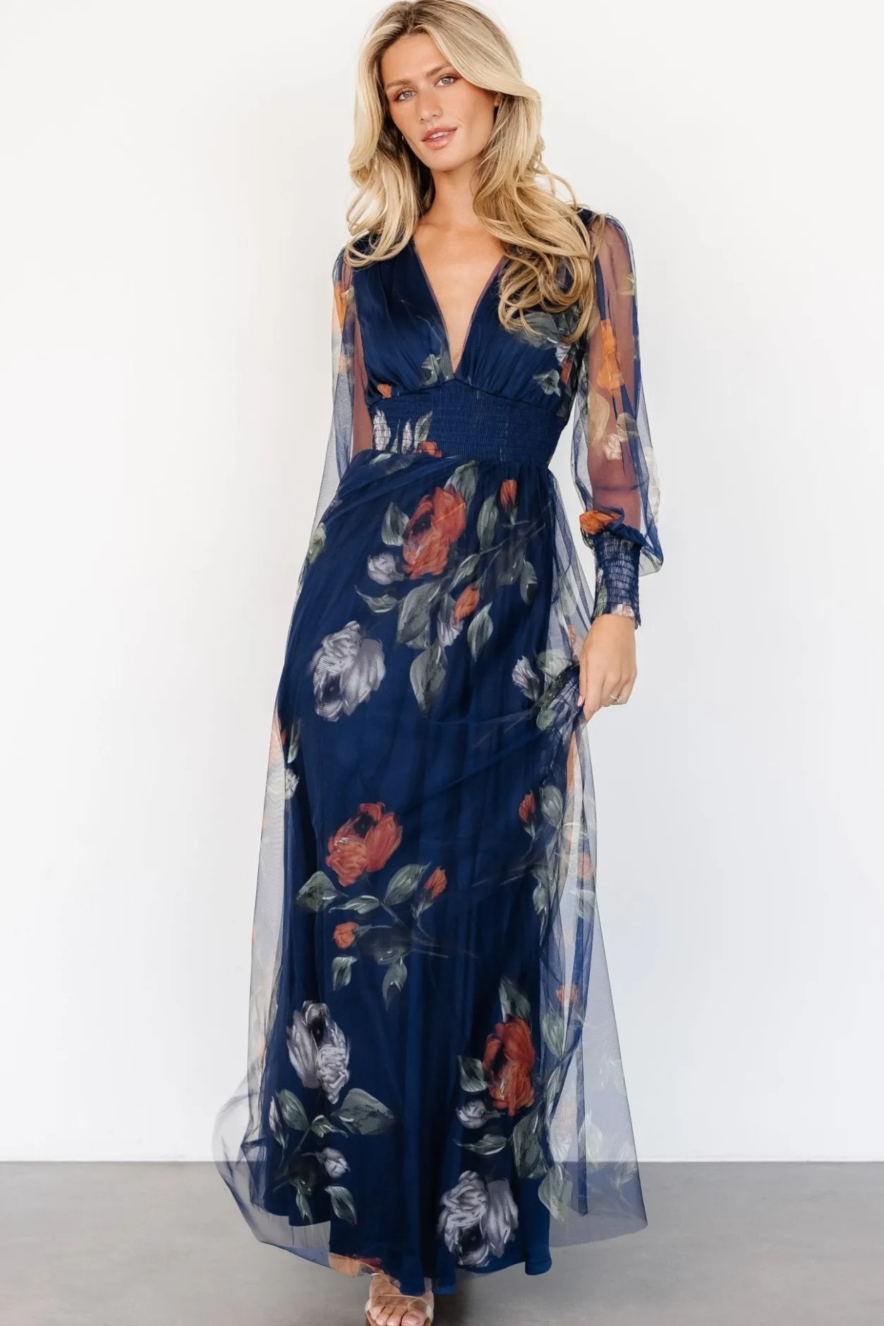 New Baltic Born Layla Tulle Maxi Dress | Navy Blue Floral NavyBlueFloral