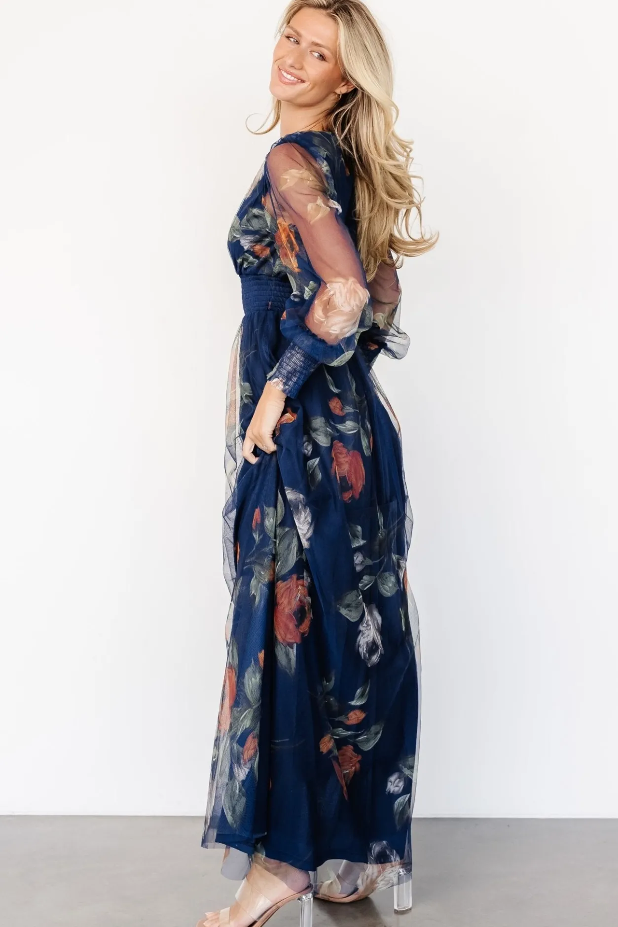 New Baltic Born Layla Tulle Maxi Dress | Navy Blue Floral NavyBlueFloral