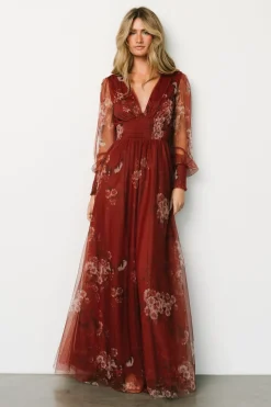 Best Baltic Born Layla Tulle Maxi Dress | Rust Floral RustFloral