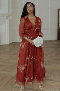 Best Baltic Born Layla Tulle Maxi Dress | Rust Floral RustFloral