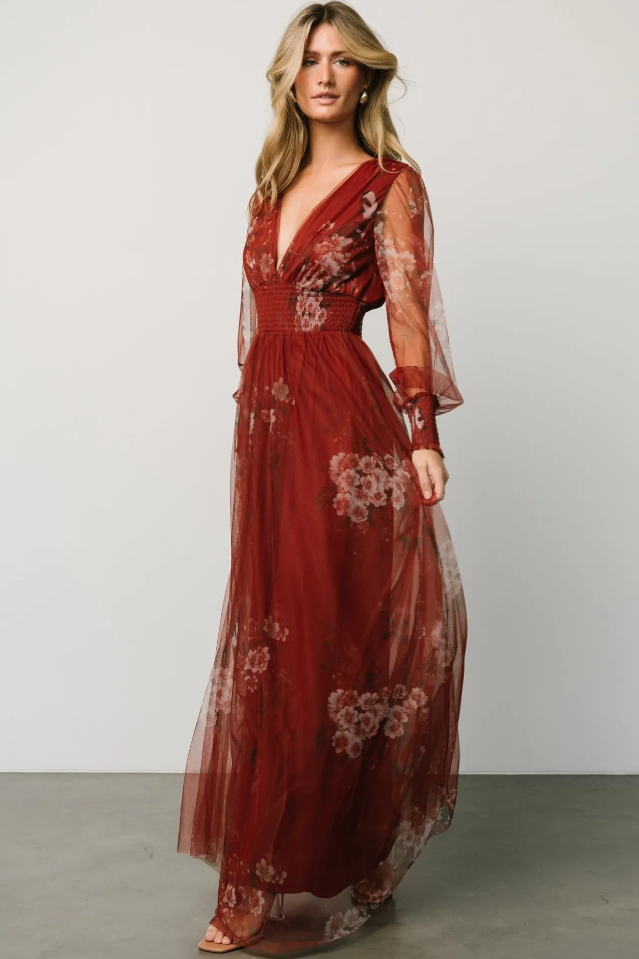 Best Baltic Born Layla Tulle Maxi Dress | Rust Floral RustFloral