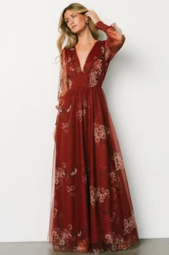 Best Baltic Born Layla Tulle Maxi Dress | Rust Floral RustFloral