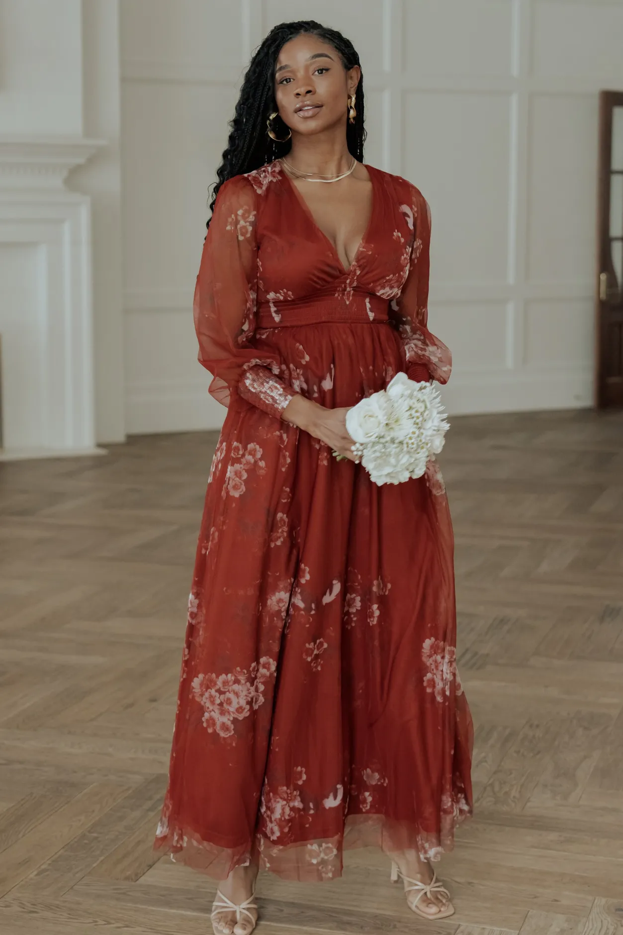 Best Baltic Born Layla Tulle Maxi Dress | Rust Floral RustFloral
