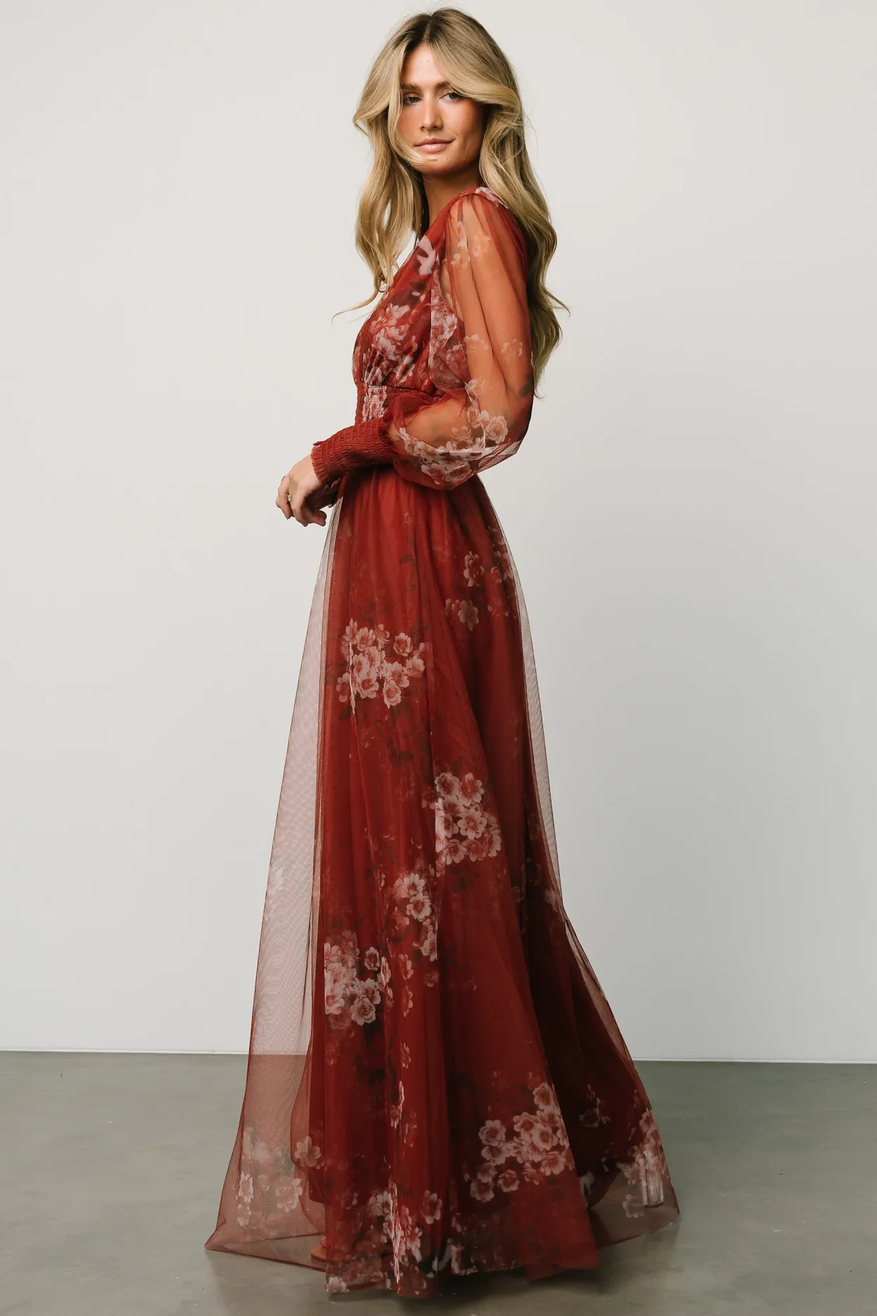 Best Baltic Born Layla Tulle Maxi Dress | Rust Floral RustFloral