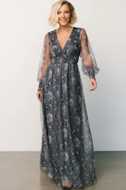 Clearance Baltic Born Layla Tulle Maxi Dress | Slate Floral SlateFloral