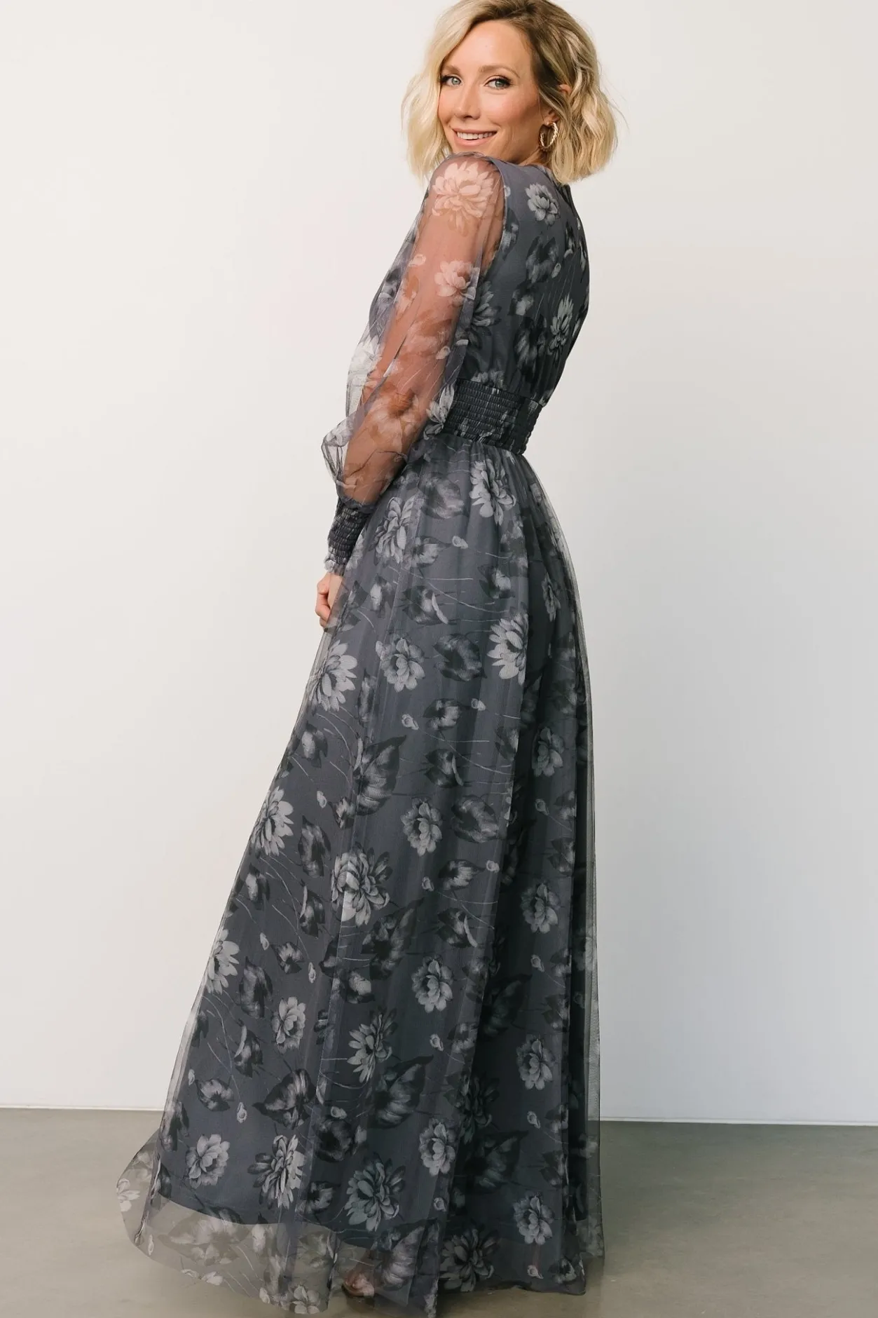 Clearance Baltic Born Layla Tulle Maxi Dress | Slate Floral SlateFloral