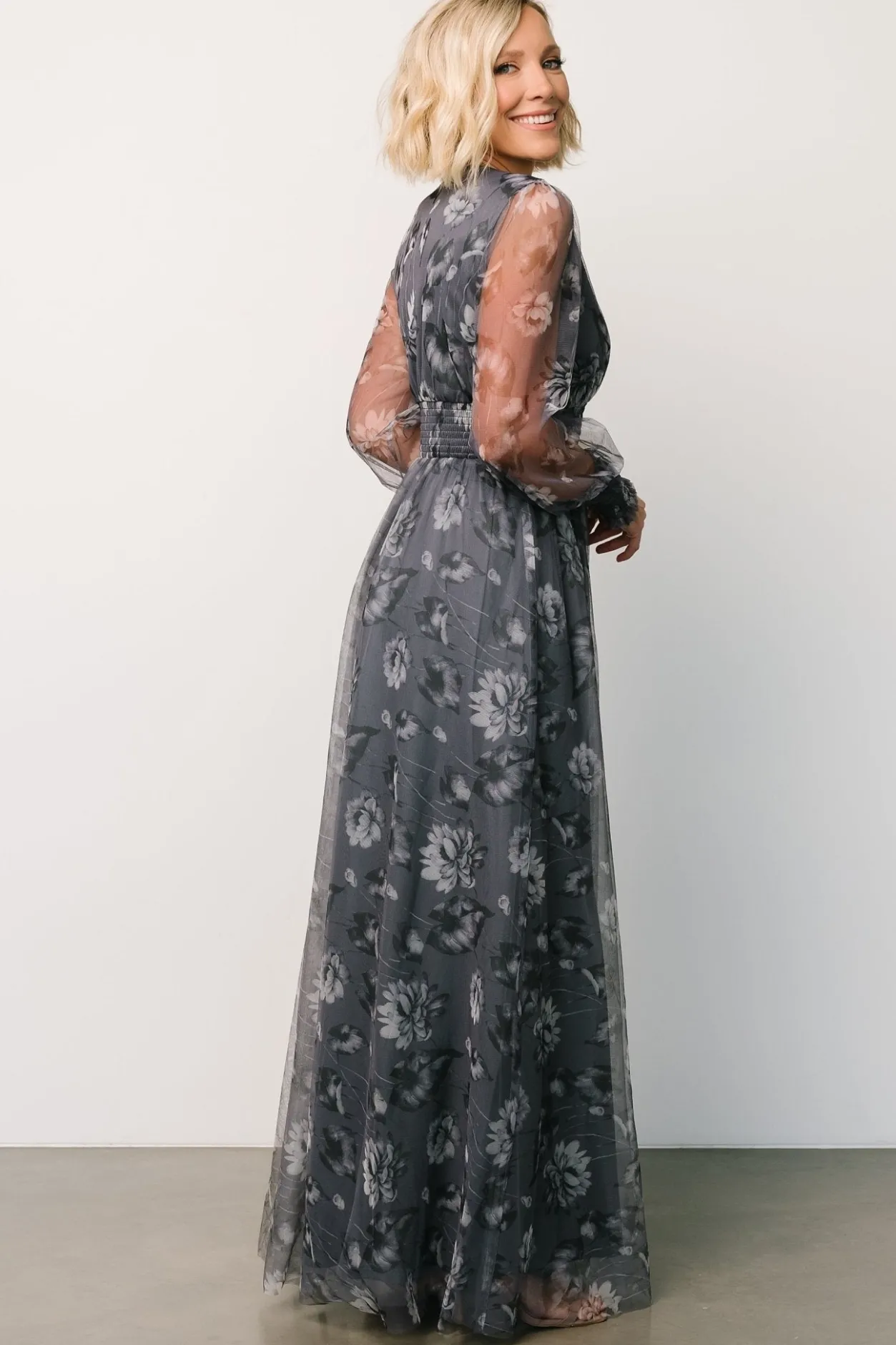 Clearance Baltic Born Layla Tulle Maxi Dress | Slate Floral SlateFloral
