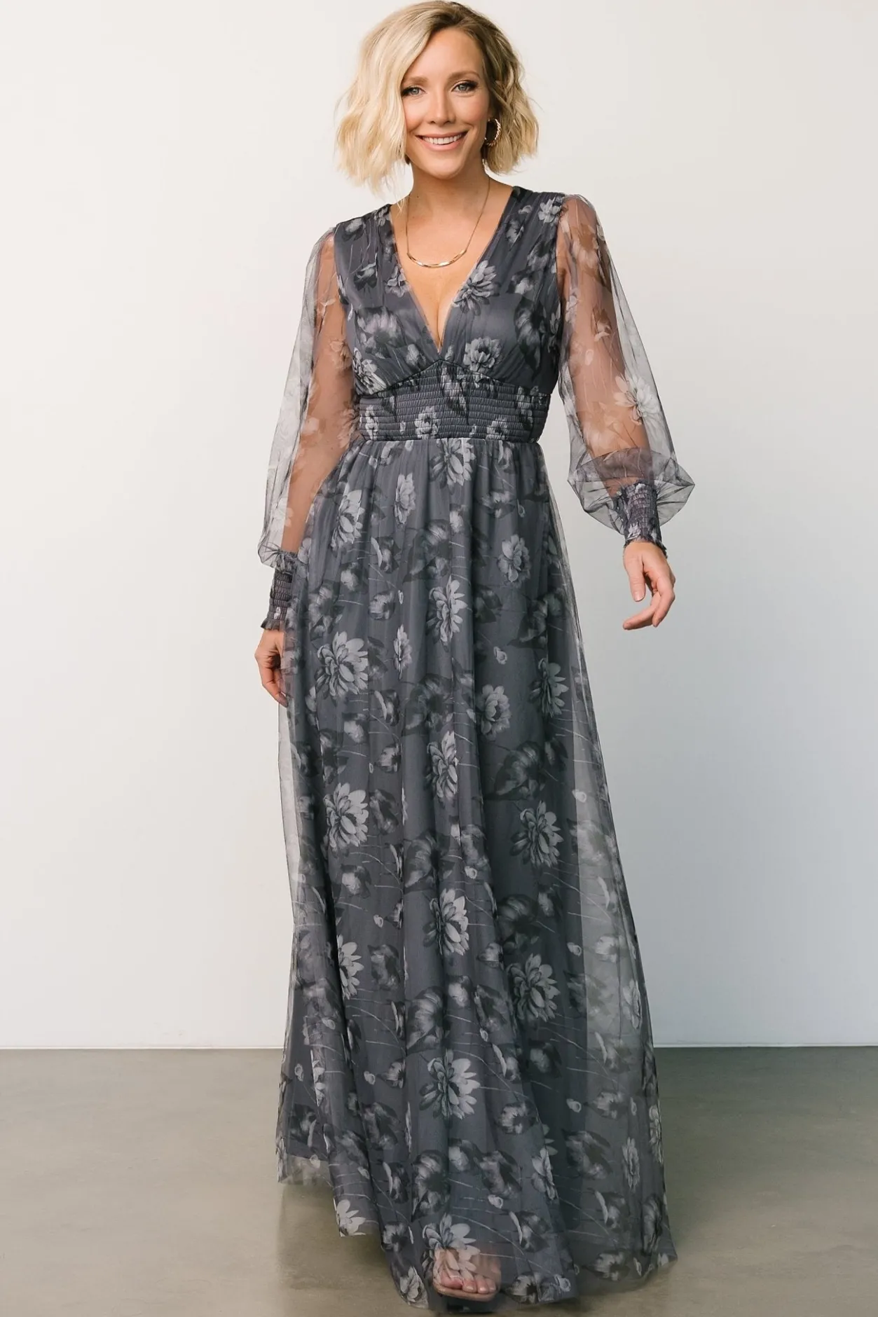 Clearance Baltic Born Layla Tulle Maxi Dress | Slate Floral SlateFloral