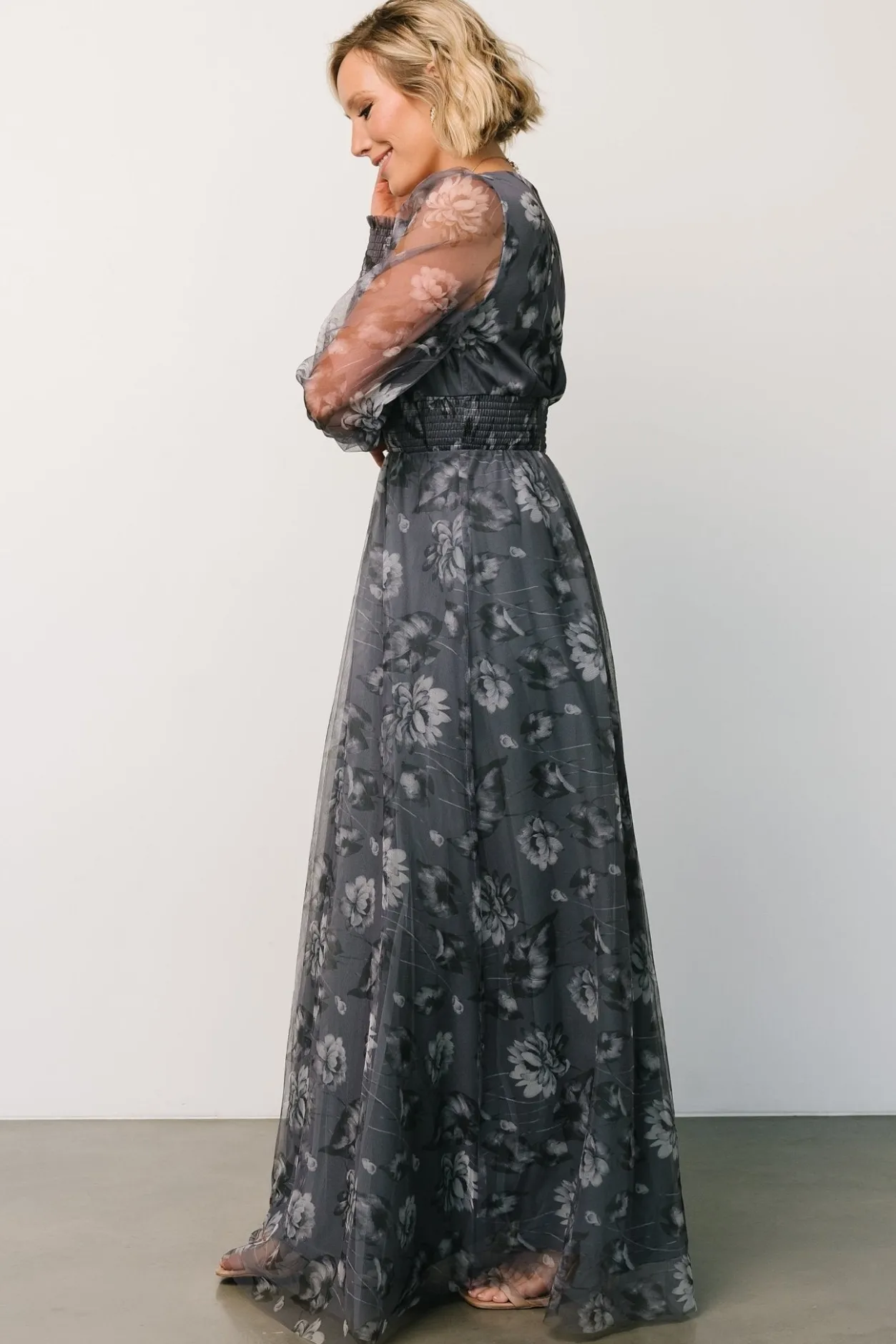 Clearance Baltic Born Layla Tulle Maxi Dress | Slate Floral SlateFloral