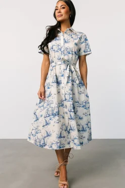 New Baltic Born Layne Midi Dress | Cream + Blue Cream+Blue