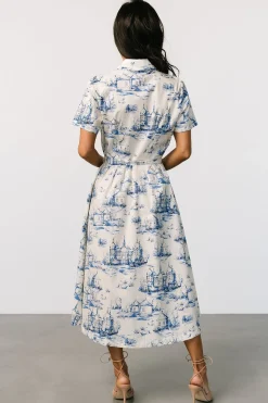 New Baltic Born Layne Midi Dress | Cream + Blue Cream+Blue