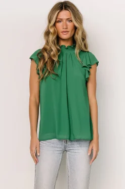 New Baltic Born Leah Mock Neck Top | Green