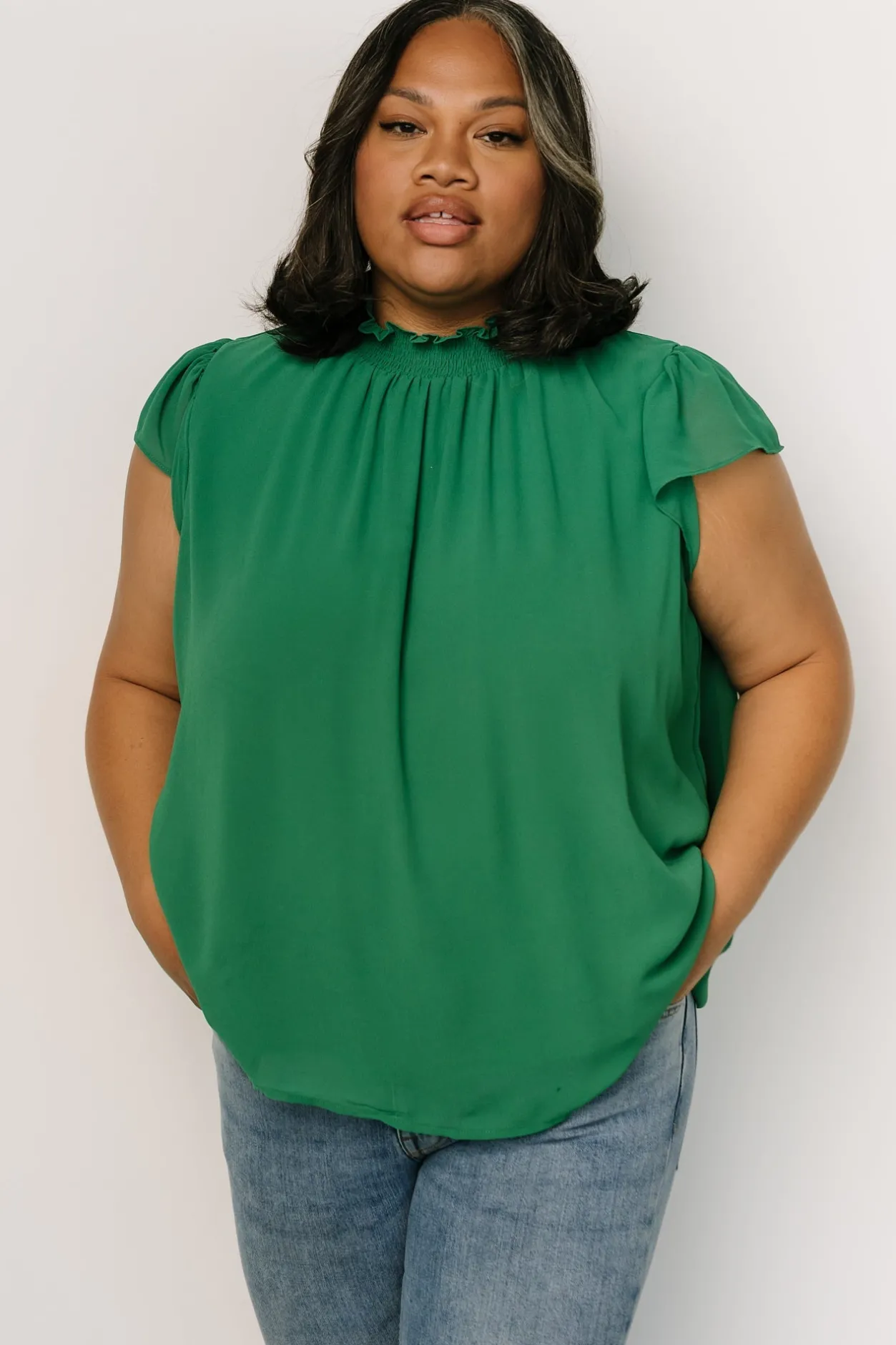 New Baltic Born Leah Mock Neck Top | Green
