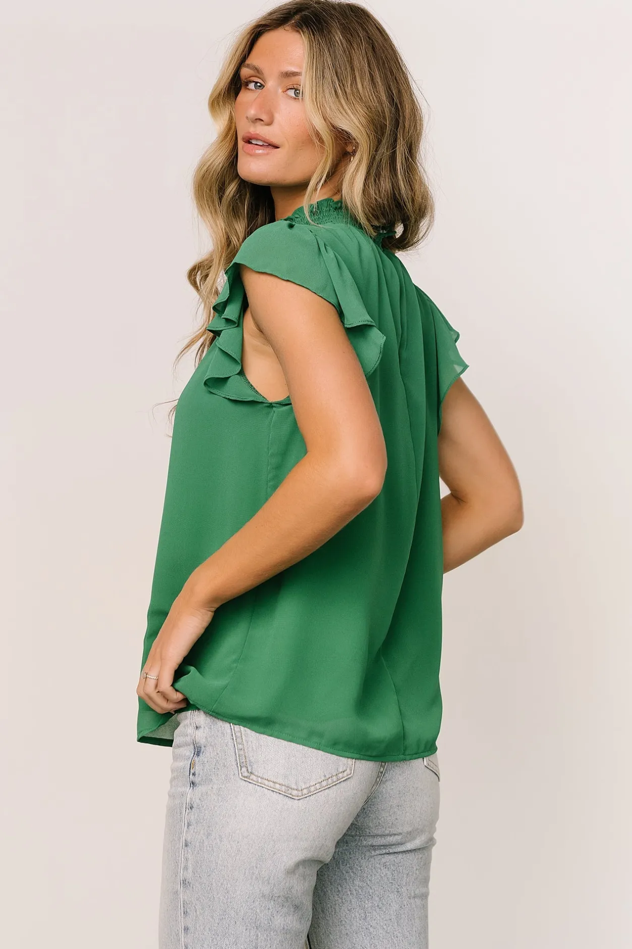New Baltic Born Leah Mock Neck Top | Green
