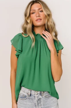 New Baltic Born Leah Mock Neck Top | Green