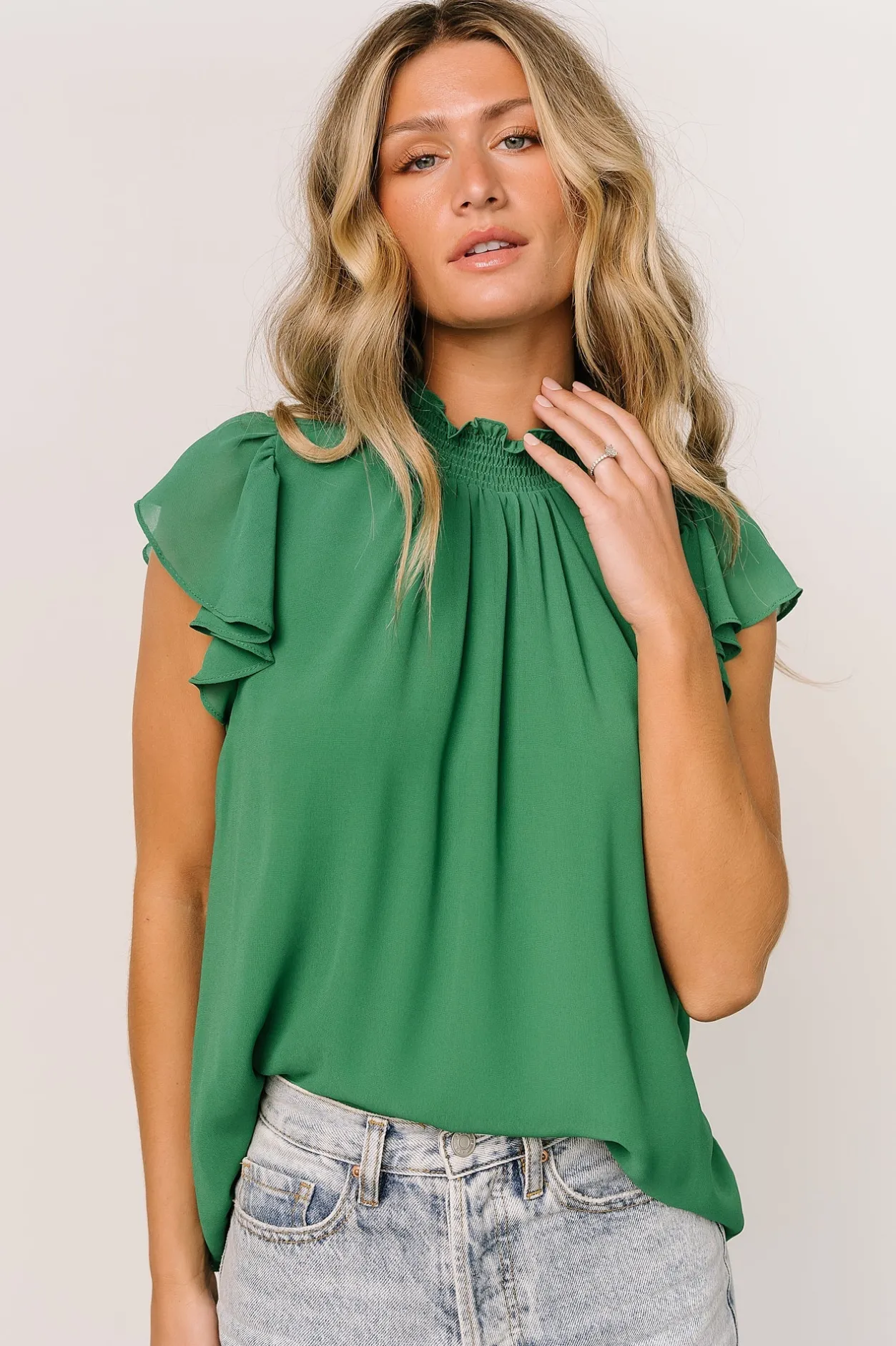 New Baltic Born Leah Mock Neck Top | Green