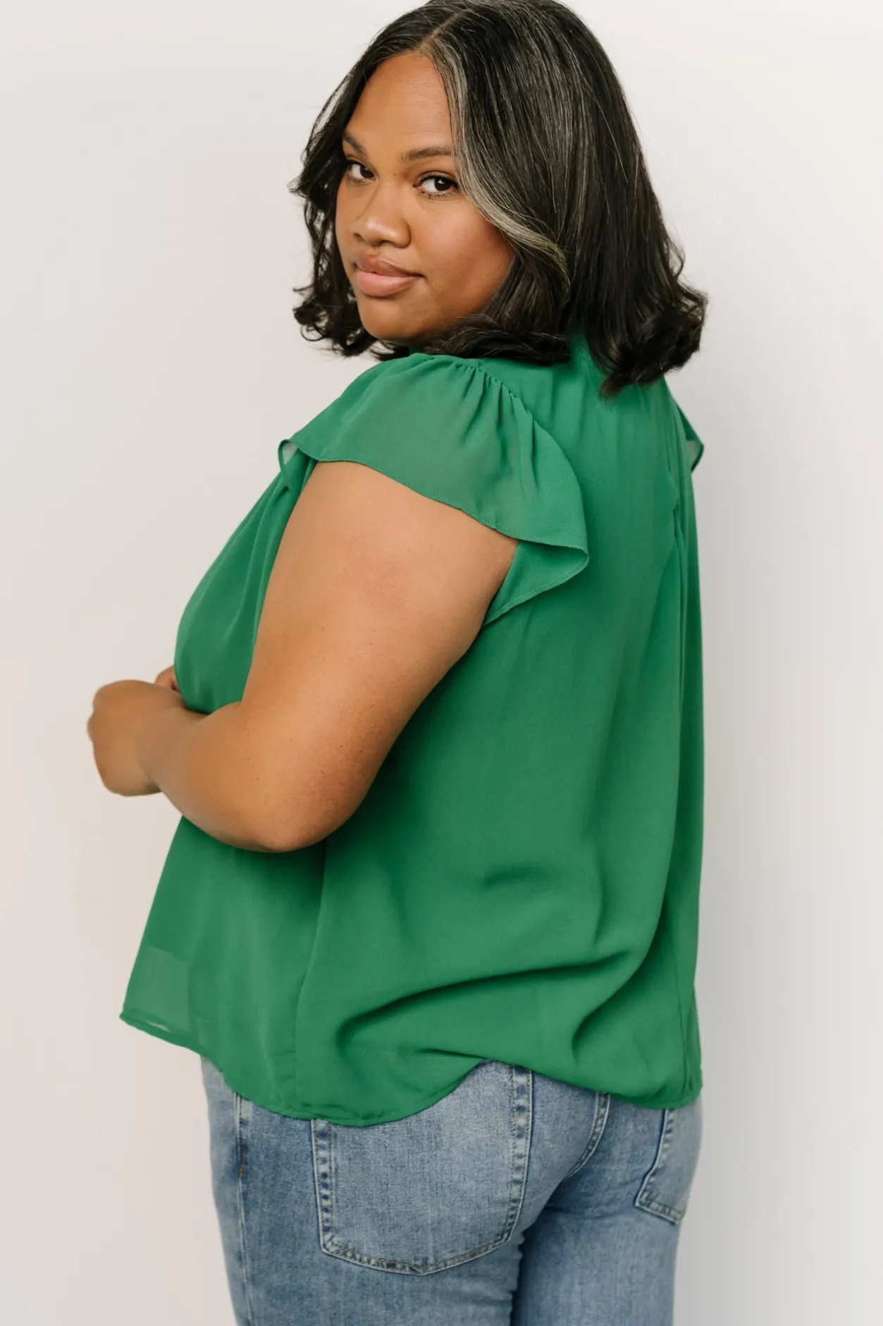 New Baltic Born Leah Mock Neck Top | Green