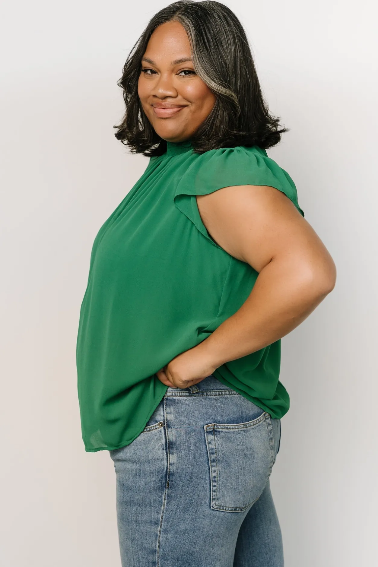 New Baltic Born Leah Mock Neck Top | Green