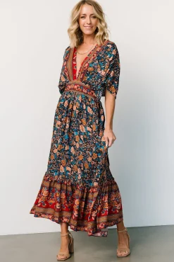Outlet Baltic Born Leeanne Midi Dress | Navy Multi Floral NavyMultiFloral