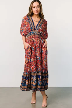 New Baltic Born Leeanne Midi Dress | Red Multi Floral RedMultiFloral