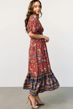 New Baltic Born Leeanne Midi Dress | Red Multi Floral RedMultiFloral