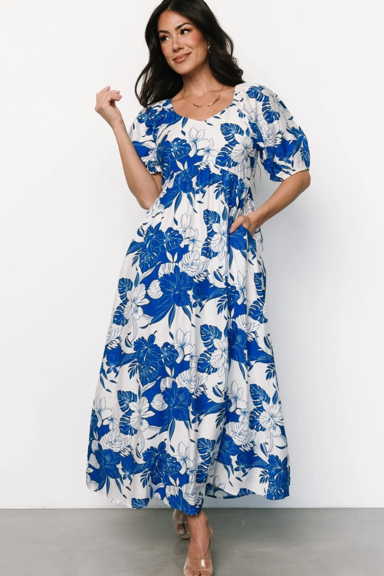 Fashion Baltic Born Leela Maxi Dress | Cobalt + Off White Cobalt+OffWhite