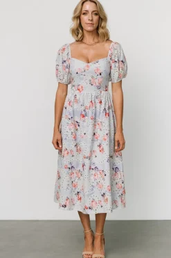 Hot Baltic Born Leila Eyelet Midi Dress | Light Blue Floral LightBlueFloral