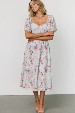 Hot Baltic Born Leila Eyelet Midi Dress | Light Blue Floral LightBlueFloral