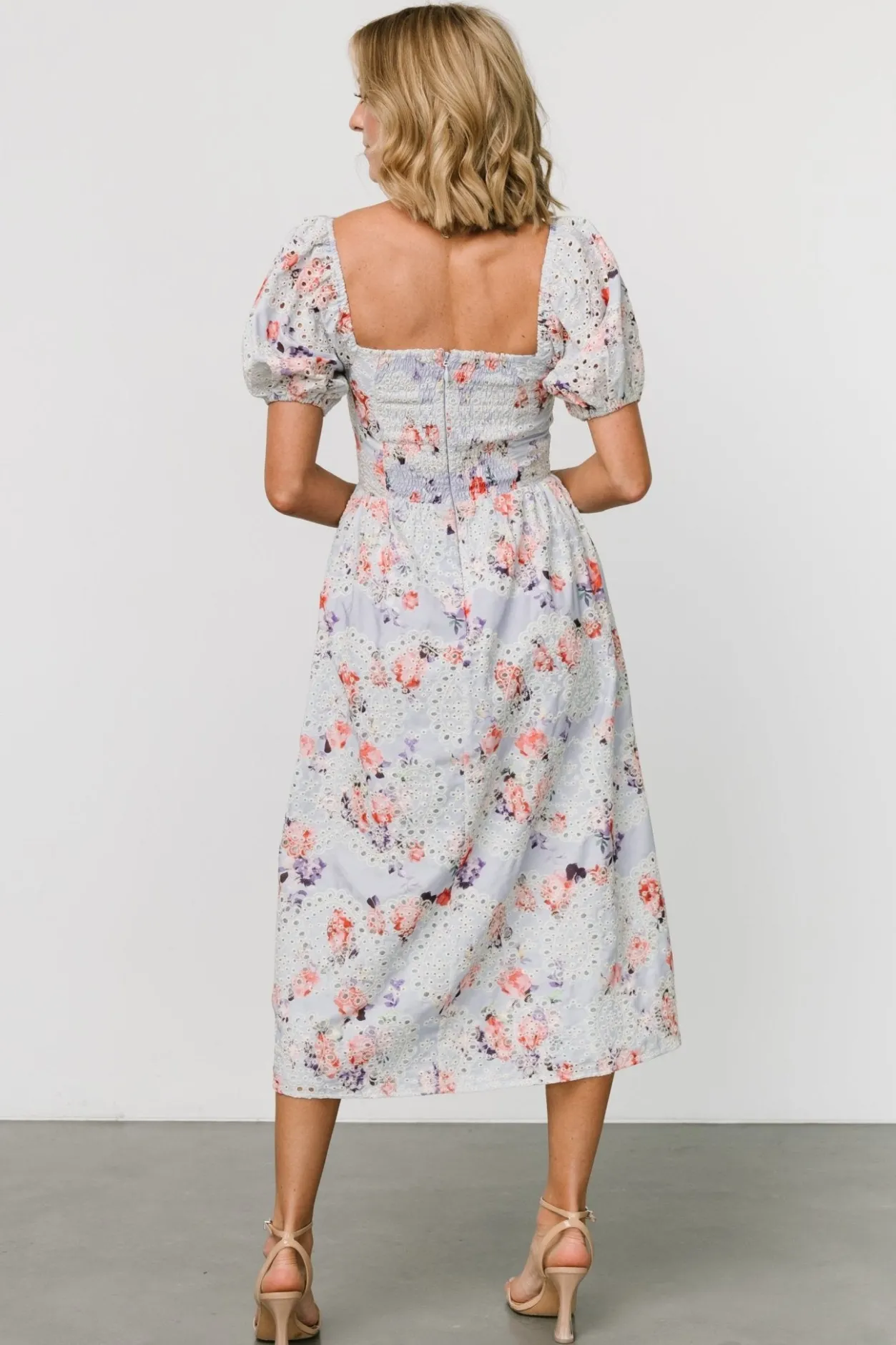 Hot Baltic Born Leila Eyelet Midi Dress | Light Blue Floral LightBlueFloral