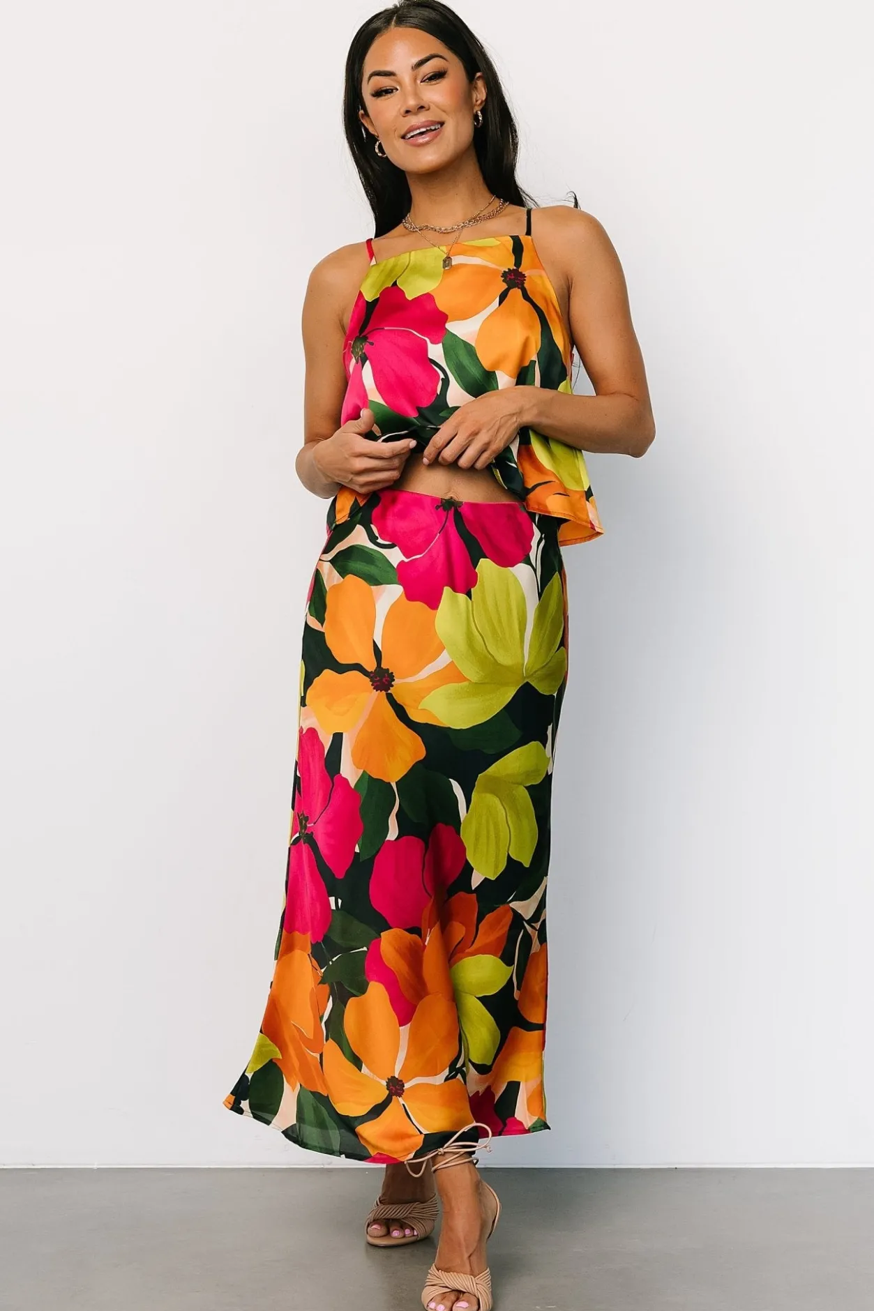 Discount Baltic Born Leland Satin Skirt | Multi Floral MultiFloral