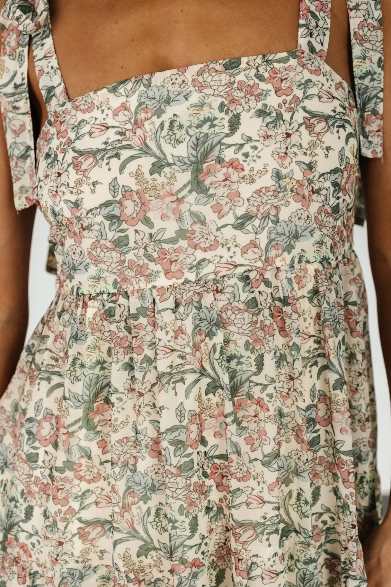 Clearance Baltic Born Lelisa Shoulder Tie Dress | Cream Floral CreamFloral