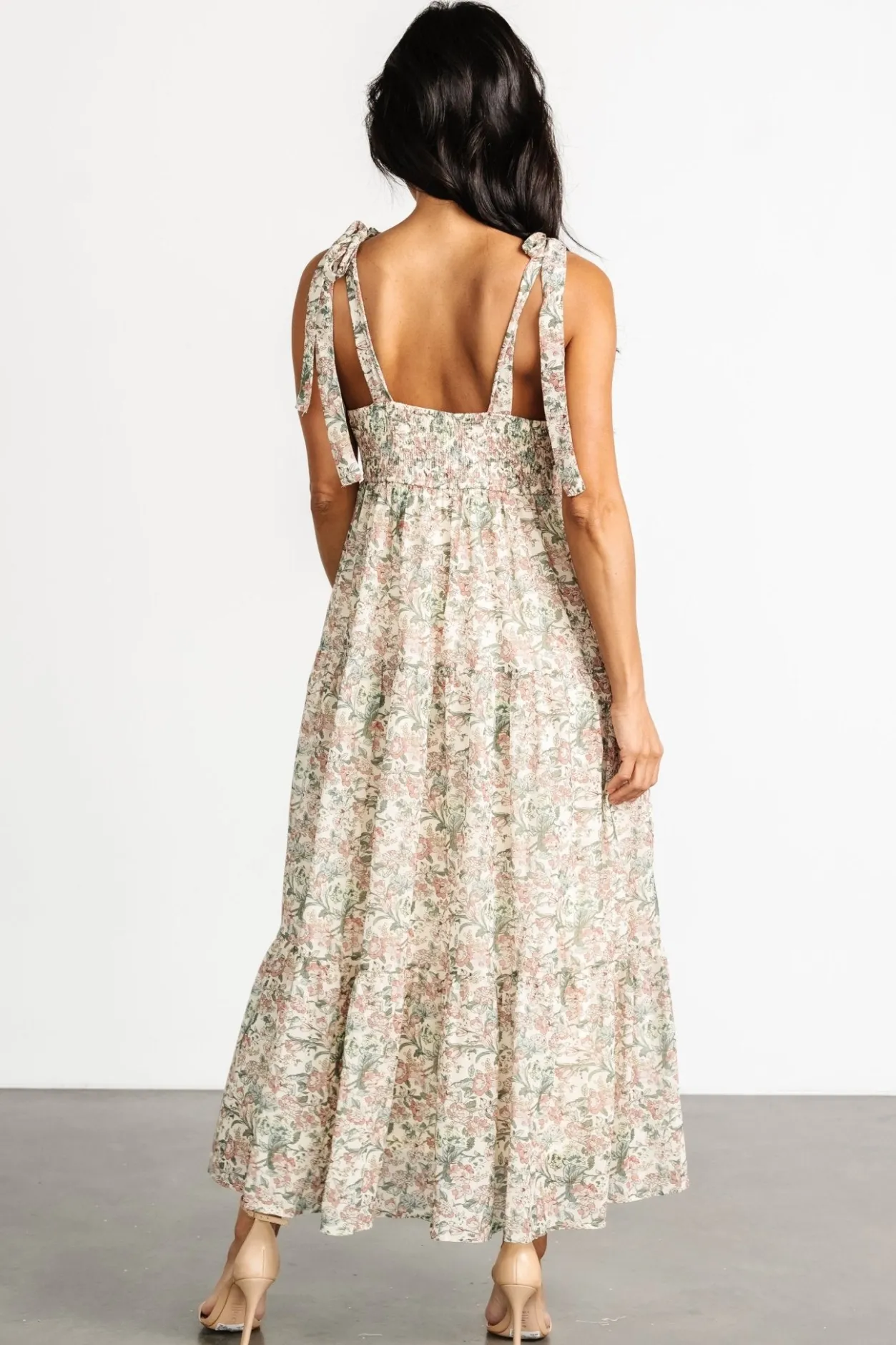 Clearance Baltic Born Lelisa Shoulder Tie Dress | Cream Floral CreamFloral