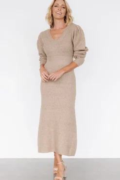 New Baltic Born Lenore V Neck Sweater Dress | Latte