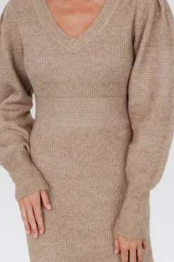 New Baltic Born Lenore V Neck Sweater Dress | Latte